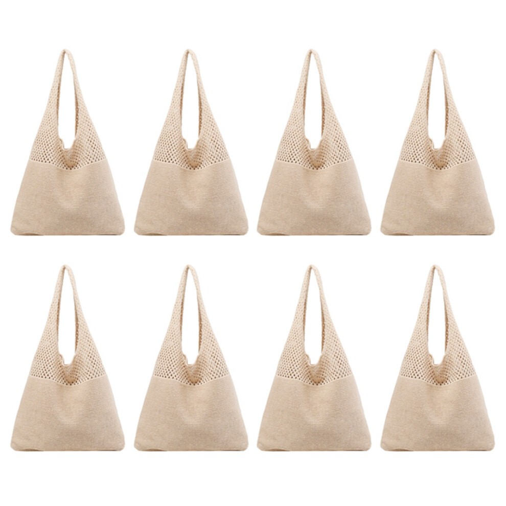 8X Sac à main de plage rétro au crochet pour filles, sac fourre-tout tissé à la main creux d'été, sac à main en tricot creux pour femmes