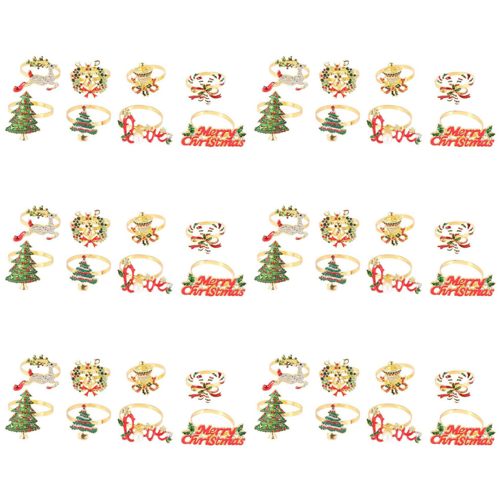 Ronds de Serviette de Noël - Lot de 36 Ronds de Serviette pour Décoration de Table de Noël Boucle de Serviette Elk