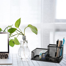 12PCS Metal Desk Organization Pen Holder Organizer Office Pencil Holders Multifunctional Storage Black Metal Mesh