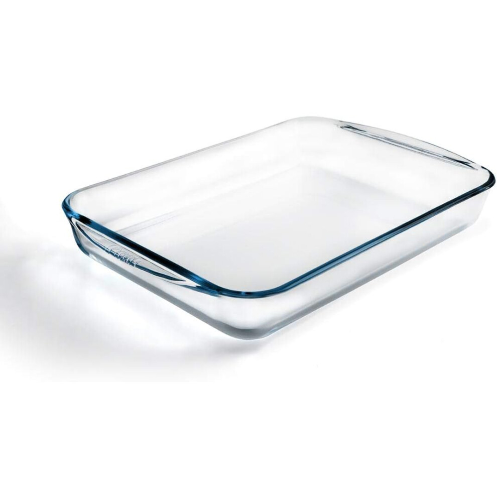 Pyrex Rectangular Glass Roasting Dish, Clear, Size: 40 x 27 cm, Glass Rectangular Roaster, Oven Baking Dish, Highly Thermal Resistant