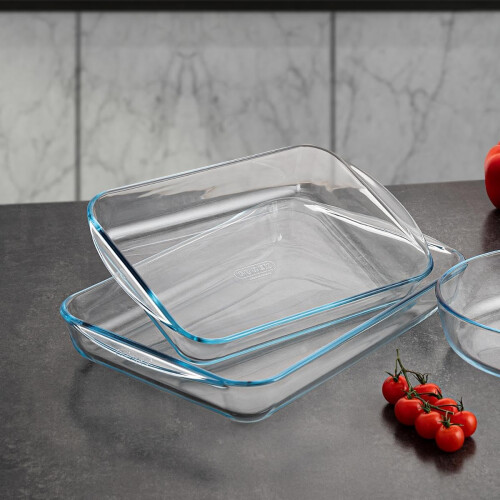 Pyrex Pyrex Rectangular Glass Roasting Dish, Clear, Size: 40 x 27 cm, Glass Rectangular Roaster, Oven Baking Dish, Highly Thermal Resistant 2