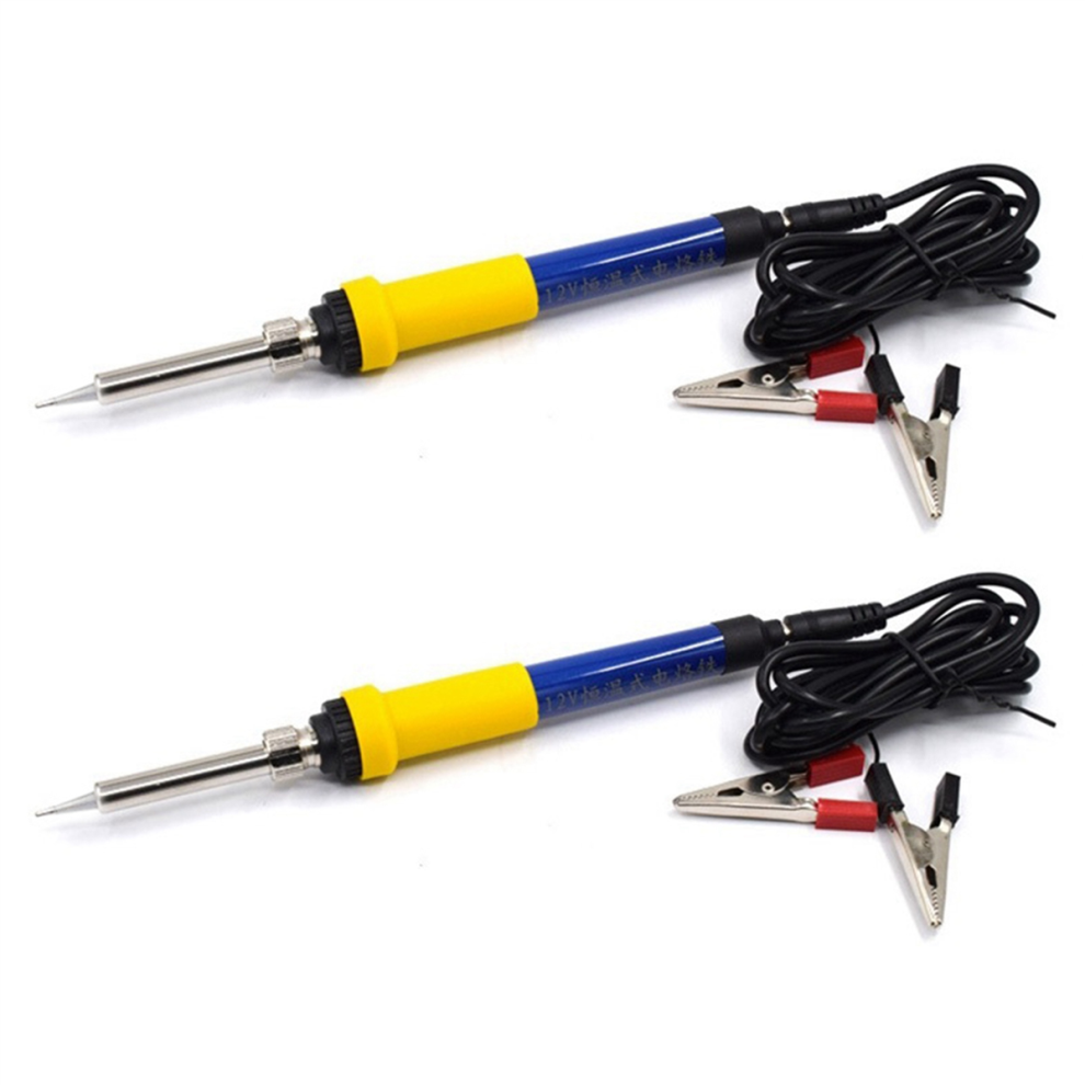 Lot de 2 fers à souder portables DC 12 V pour batterie de voiture basse tension 60 W Outils de réparation de soudage avec pince crocodile