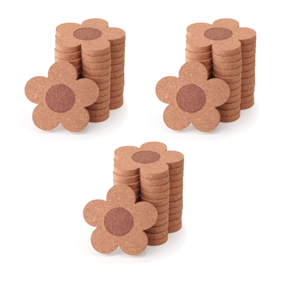 Lot de 36 sous-verres mignons pour boissons, absorbants et réutilisables, en liège de 10,2 cm, en forme de fleur, pour café, thé