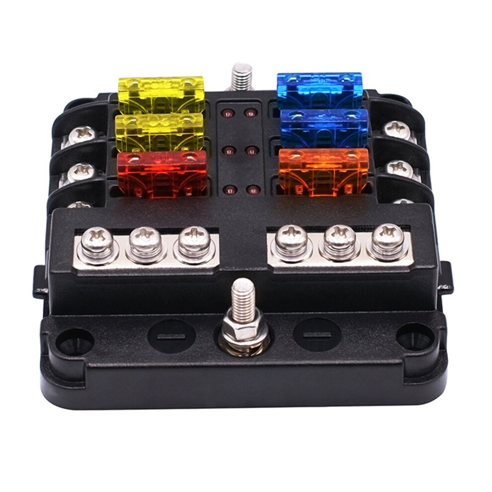 6-Way Fuse Block,With Led Indicator 12 Circuits For Dc 12/24V Car 4851013929446