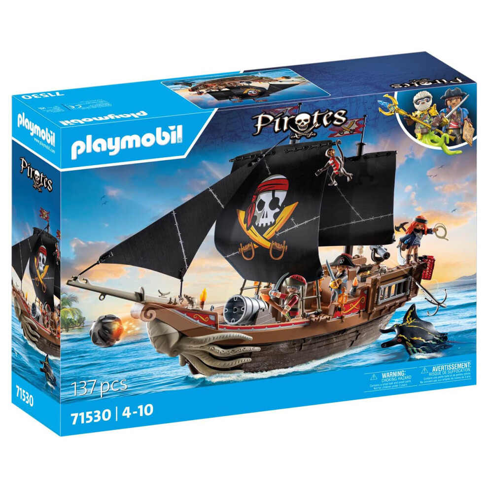 PLAYMOBIL 71530 Pirates: Large Pirate Ship with Crew