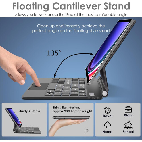 Techgear Magic Keyboard for Samsung Galaxy Tab S8 11", Magnetic Floating Stand, Precision Multi-Touch Trackpad, Backlight and UK Layout 1