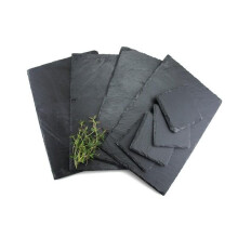Slate Placemat & Coaster Set Black Rectangle Square 30x20cm 10x10cm Dining Décor