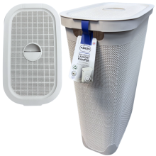 Faux Hessian 40L Slim Laundry Hamper Light Grey Recycled Plastic Compact Design