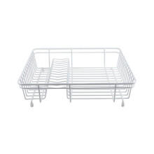 Small White Dish Drainer Compact Durable with Rubber Feet Kitchen Organization