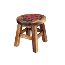 Kids Stool Ladybird Design 25cm Wooden Seat for Children Durable Versatile Use