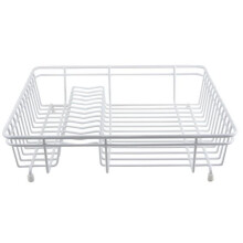 Large White Dish Drainer Durable Coated Steel Stylish Compact Kitchen Storage