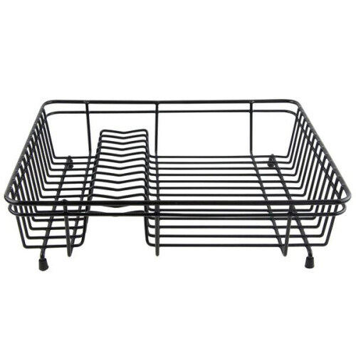 Large Black Dish Drainer Durable Coated Steel Efficient Modern Kitchen Solution