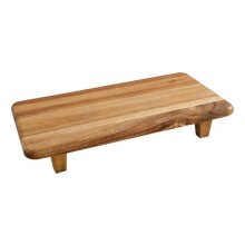 Acacia Display Platter 23x41cm with Four Feet Natural Wood Serving Décor