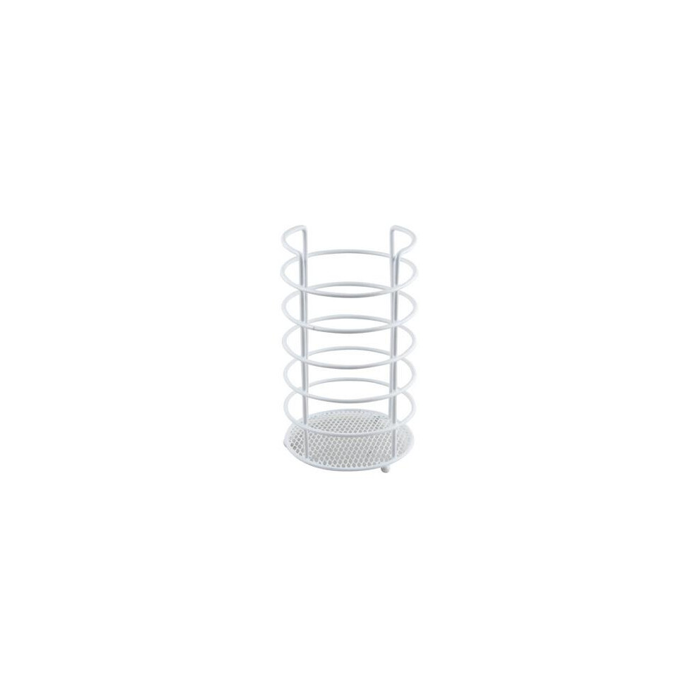White Utensil Holder Steel Wire Cutlery Organizer and Drainer 22.5cm x 13cm
