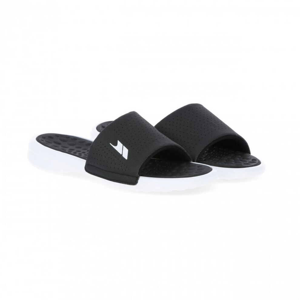 (6 UK, Black / White) Trespass Mens Slide Cushioned Sandal