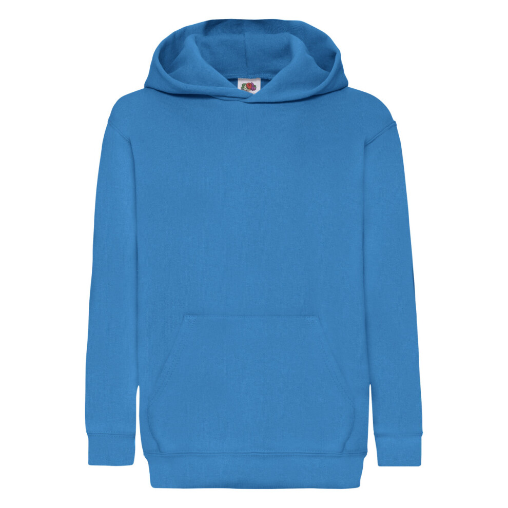 (9-11, Azure Blue) Fruit Of The Loom Childrens Unisex Hooded Sweatshirt / Hoodie