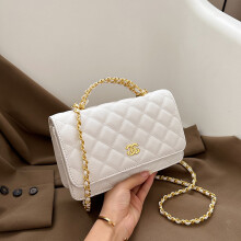 (White) All-Match Shoulder Messenger Bag Diamond Chain Small Square Bag