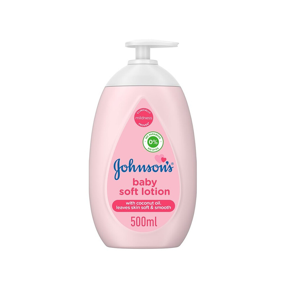 Johnson's Baby Soft Lotion With Coconut Oil 500ml | Nourishing Moisturizer for Soft & Smooth Skin |Hypoallergenic |Non-Greasy |For Babies Skin