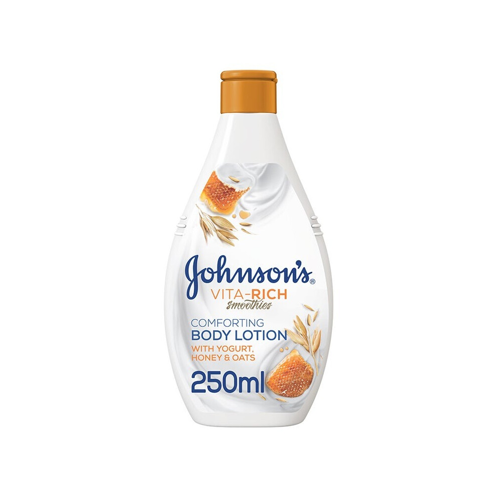 Johnson's Vita-Rich Smoothies Comforting Body Lotion With Yogurt, Honey & Oats 250ml | Nourishing, Hydrating Moisturizer for Soft & Dry Skin