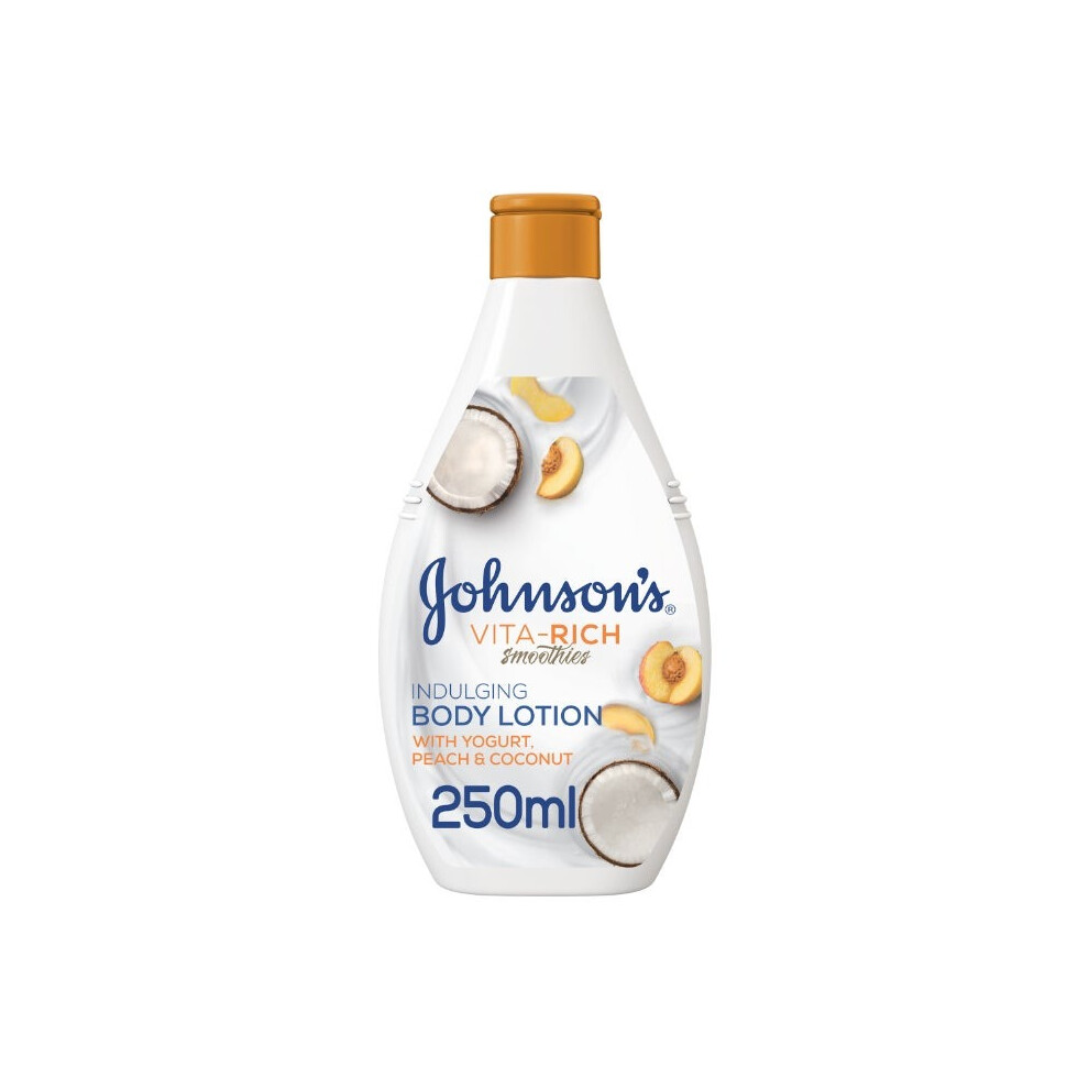 Peach Johnson's Vita-Rich Smoothies Indulging Body Lotion With Yogurt, & Coconut 250Ml | Nourishing & Hydrating Moisturizer For Soft, Smooth Skin