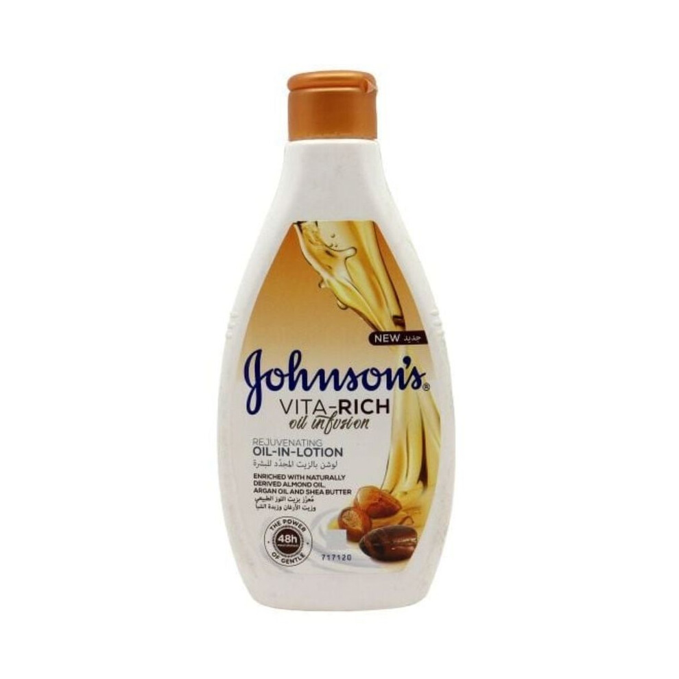 Johnson's Vita-Rich Oil Infusion Rejuvenating Oil-In-Lotion With Almond Oil & Shea Butter 250ml |Nourishing, Hydrating & Softening Dry Skin