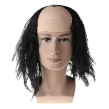 Halloween Wigs Bald Hair Masquerade Costume Party Funny Cosplay Prop Black/white-csn