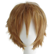 Short Light Brown Cosplay Wig Fluffy Straight Hair Unisex Fancy Dress Party Wigs