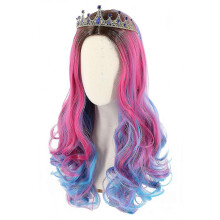 Wekity Audrey Wig And Crown for Kids Girls Long Wavy Pink Blue Wig