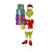 (B) Christmas Led Light Up Grinch Sign Decoration With Stakes Yard Garden Outdoor Xmas Ornaments