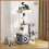 (Dark Grey/Beige) 107cm Cat Tree Four-Layer Soft Plush Cat Tower With Scratch Post Top Perch 5