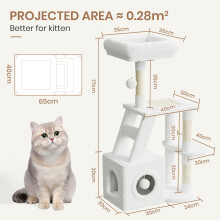 (White) 107cm Cat Tree Four-Layer Soft Plush Cat Tower With Scratch Post Top Perch
