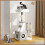 (Light Grey/White) 107cm Cat Tree Four-Layer Soft Plush Cat Tower With Scratch Post Top Perch 5