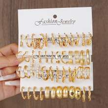 (AY5917001) 24-Pair Vintage-Inspired Small Hoop Earring Set For Women Elegant Geometric Iron Ear Ornaments