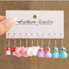(W5) New Fashion Cute Cartoon Pink Earring Set Colorful Dopamine Acrylic Earrings For Women Girls