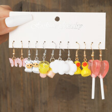 (W4) New Fashion Cute Cartoon Pink Earring Set Colorful Dopamine Acrylic Earrings For Women Girls