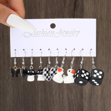 (W2) New Fashion Cute Cartoon Pink Earring Set Colorful Dopamine Acrylic Earrings For Women Girls