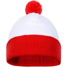 Red White Cuff Knit Beanie Hat Knitted Fabric Hat For