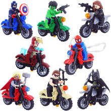 8pcs/set Superhero With Motorcycle Building Blocks Figures Assembly Minifigures For Kids Toys