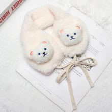 (White) Warm Plush Earmuff Girls Ear Bag Lace Up Ear Warmer Cute Bear Kids Ear Cover Winter Warm Women Earmuff
