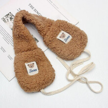 (a3) Warm Plush Earmuff Girls Ear Bag Lace Up Ear Warmer Cute Bear Kids Ear Cover Winter Warm Women Earmuff