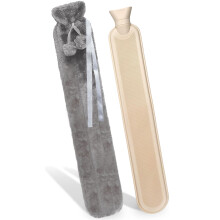 (Cream) Long Hot Water Bottle With Fluffy Cover 2 Litre Extra Long Multicolor - 72cm