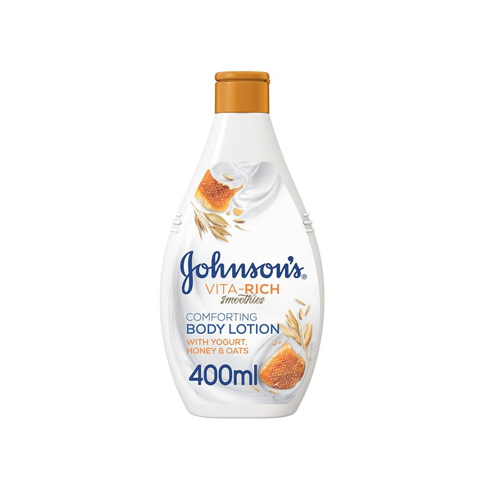 Johnson's Vita-Rich Smoothies Comforting Body Lotion With Yogurt, Honey & Oats 400ml | Nourishing, Hydrating Moisturizer for Soft & Dry Skin