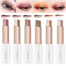 6pcs Glitter Eyeshadow Stick Set, Double Colors Gradient Eye Shadow Stick Shimmer Eye Makeup Pencil Waterproof