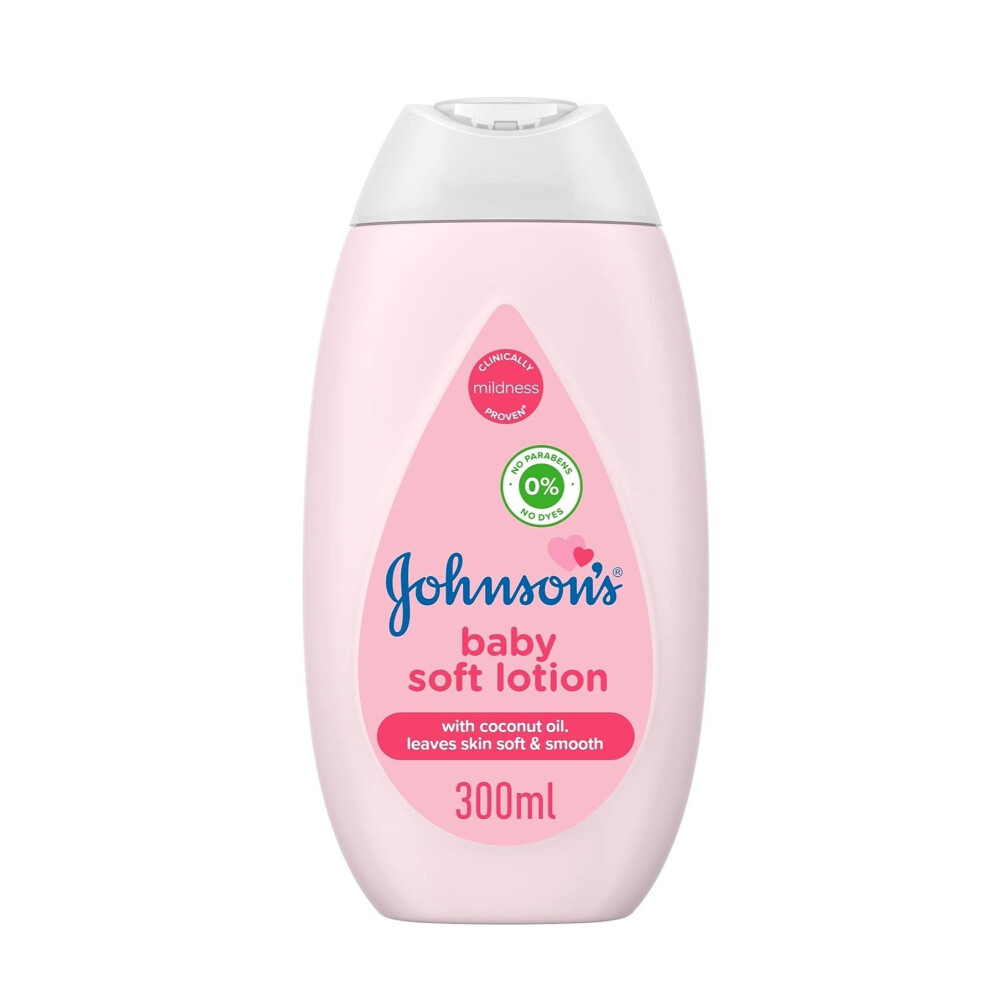 Johnson's Baby Soft Lotion With Coconut Oil 300ml | Moisturizing & Nourishing Lotion for Soft, Smooth Baby Skin |Hypoallergenic & Gentle Formula