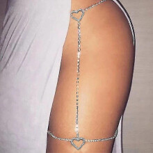 Sexy Rhinestone Heart Leg Thigh Chain Jewelry for Women Shining Crystal Thigh Waist Chain Harness Body Accessories