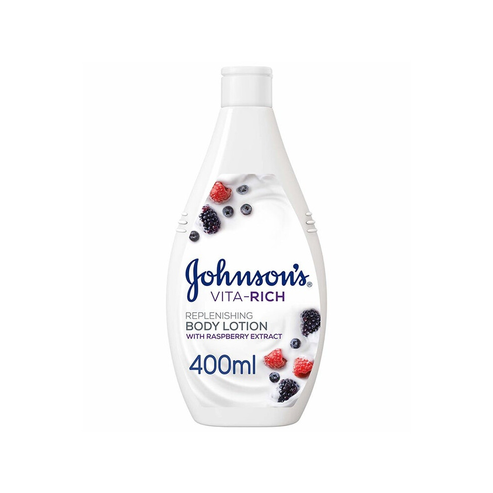 Johnson's Vita-Rich Replenishing Body Lotion With Raspberry Extract 400ml |Hydrating & Nourishing Lotion for Soft, Smooth Skin, Ideal for Dry Skin