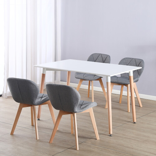 Charles Jacobs Charles Jacobs 120cm Rectangular Dining Table With White Tabletop and Solid Beech Wood Leg 2