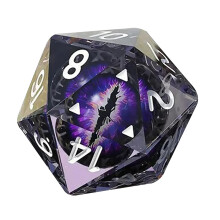 (Purple) D20 Resin Dice Polyhedral Crystal 20 Sided Dice Table Board Playing Game Dice