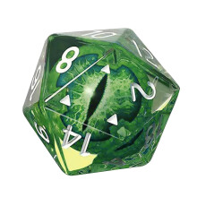 (Green) D20 Resin Dice Polyhedral Crystal 20 Sided Dice Table Board Playing Game Dice