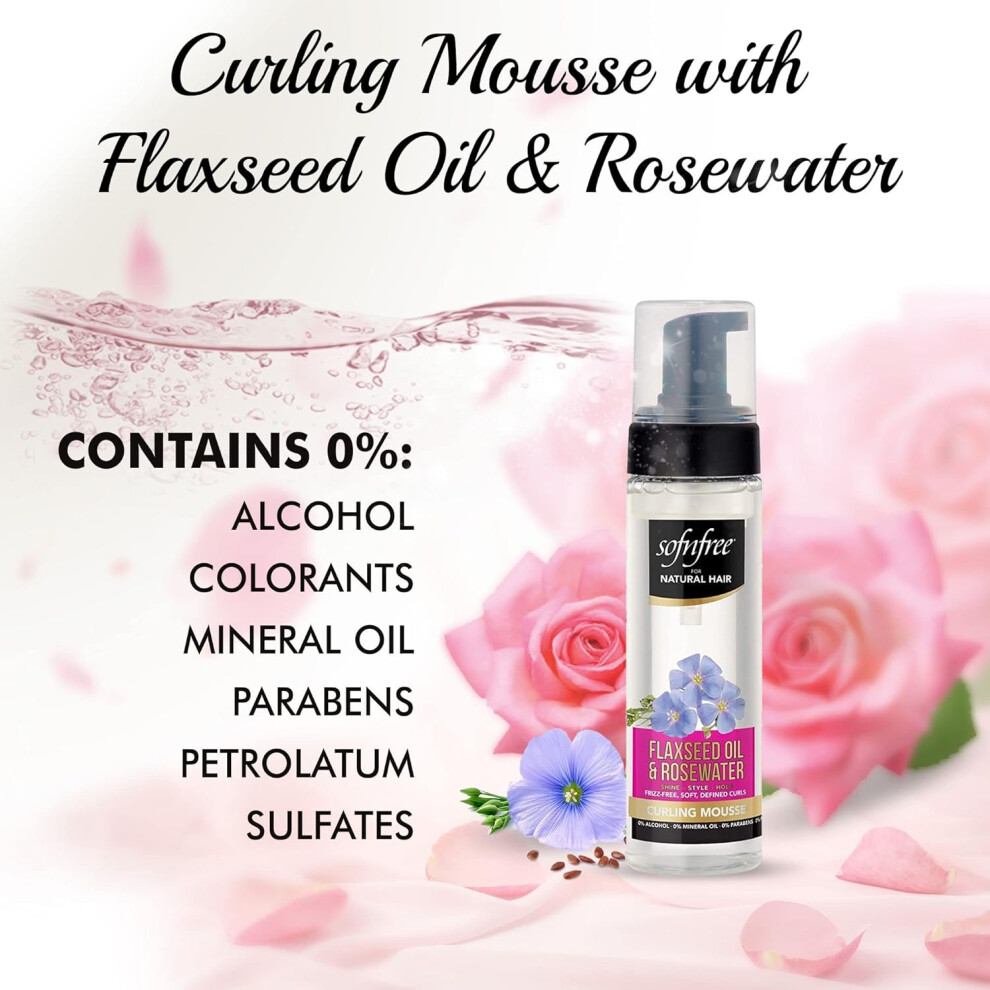 Sofn Free Curling Mousse With Flaxseed Oil & Rosewater 8 Oz